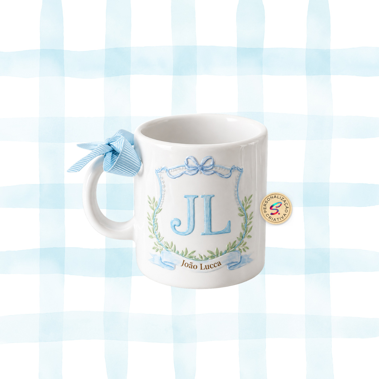 Mini Caneca Cerâmica com Personalização Alto Relevo 120ml